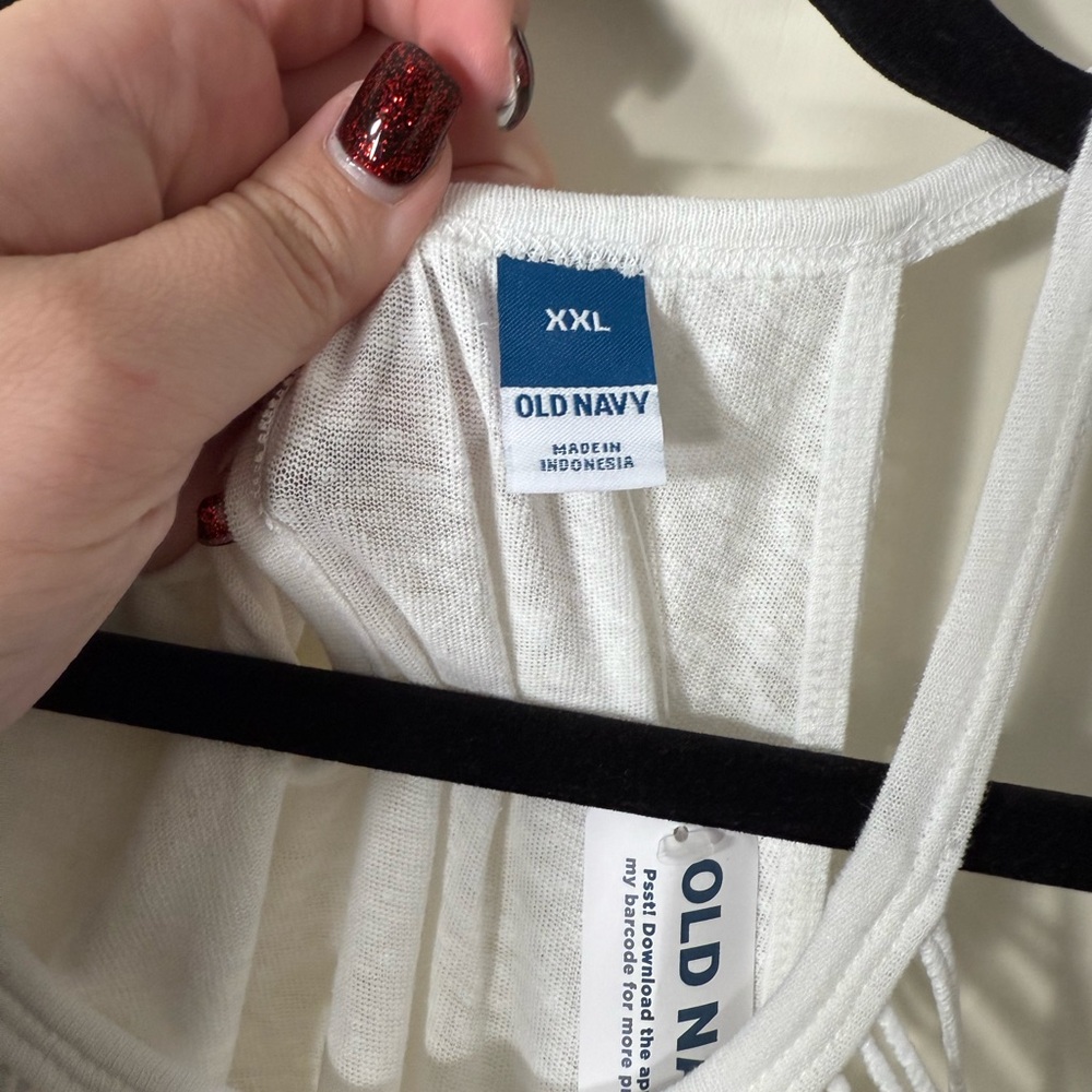 Old Navy White Sleeveless Crochet-Trim‎ Linen-Blend Top Plus Size XXL - Picture 3 of 8